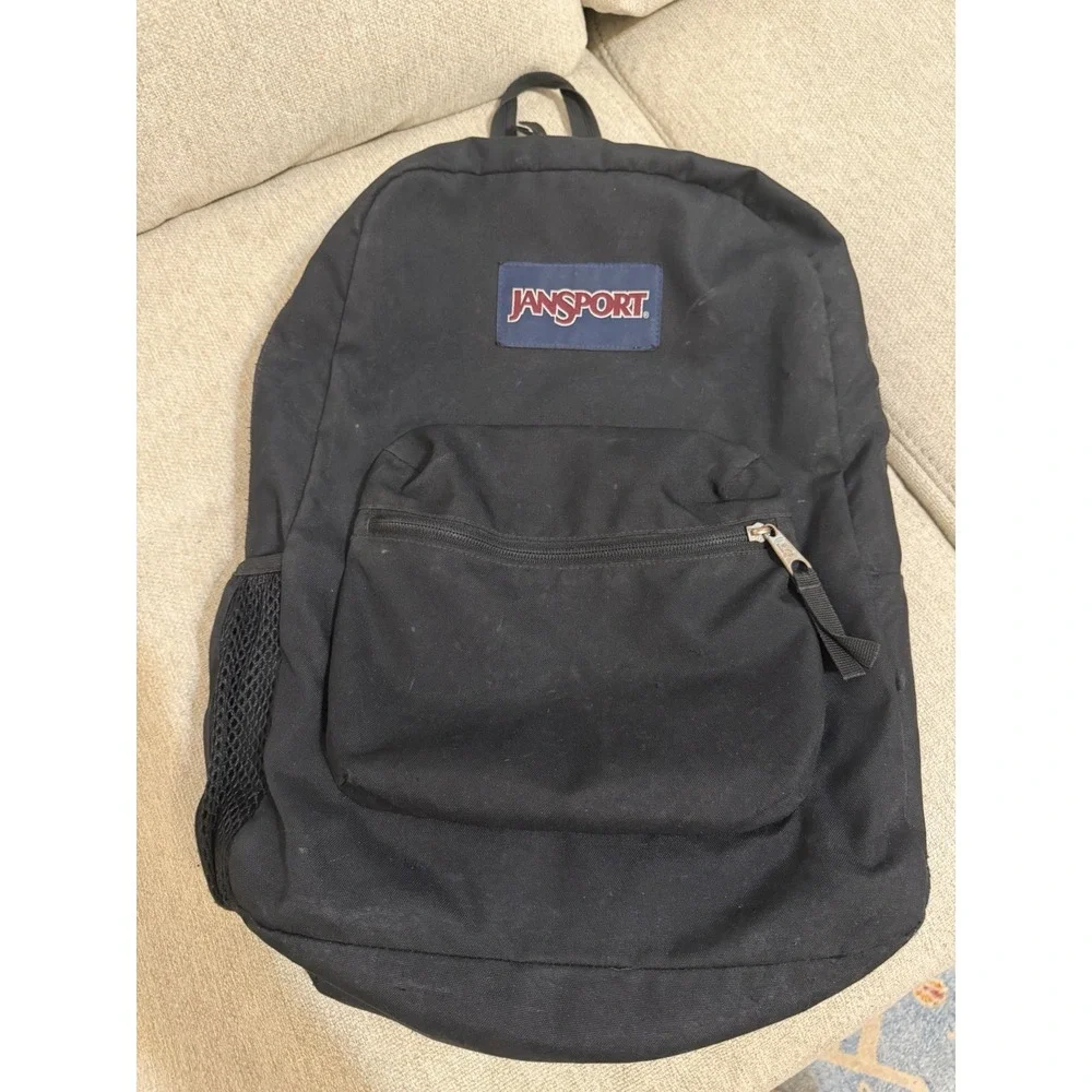 Vintage JanSport Backpack Made In USA Lightweight Black All Zippers Work VGUC